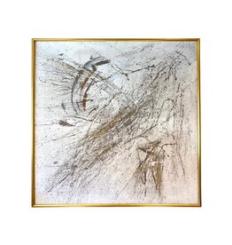 Vintage Oversized Framed Neutral Abstract Painting