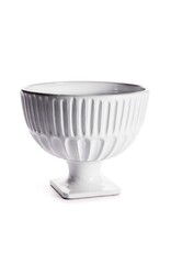 White Beveled Ceramic Footed Bowl