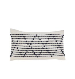Blue & White Striped Diamond Overlay Lumbar Pillow