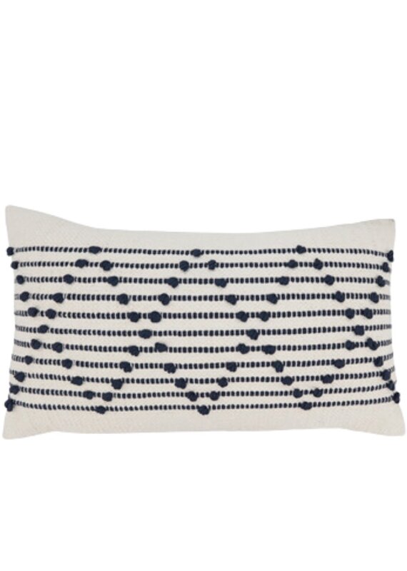 Blue & White Striped Diamond Overlay Lumbar Pillow