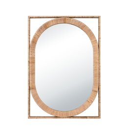 Natural Rattan Framed Oval Mirror