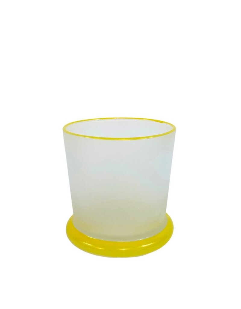Vintage Set of 6 Frosted Yellow Double Old Fashioned Glasses