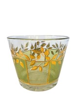 Vintage Green & Gold Vine Glass Ice Bucket