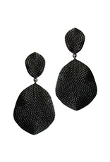 Black Pavé Ruffle Disk Earrings