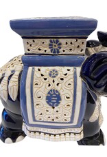 Vintage Pair of Blue Ceramic Elephant Stools