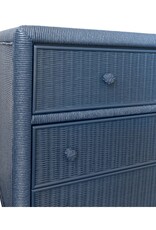 Vintage Blue Painted Long Wicker Dresser