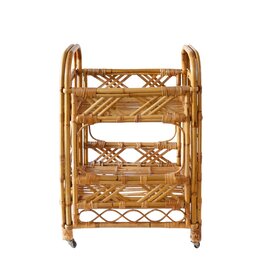 Vintage Natural Rattan Cart with Wheels