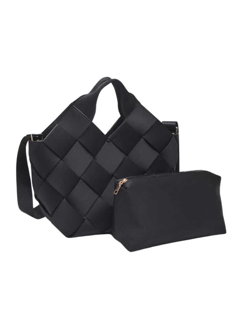 Black Wide Woven Neoprene Bag