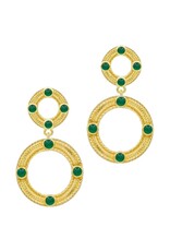 Gold & Green Onyx Circle Earrings
