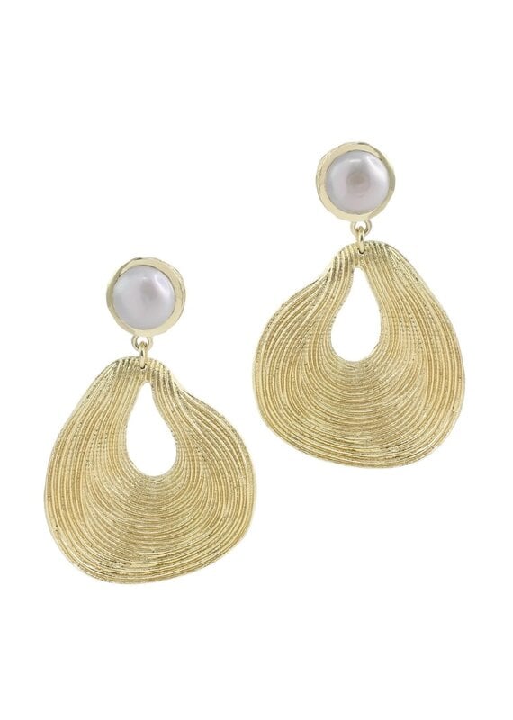 Gold & Pearl Swirl Earrings