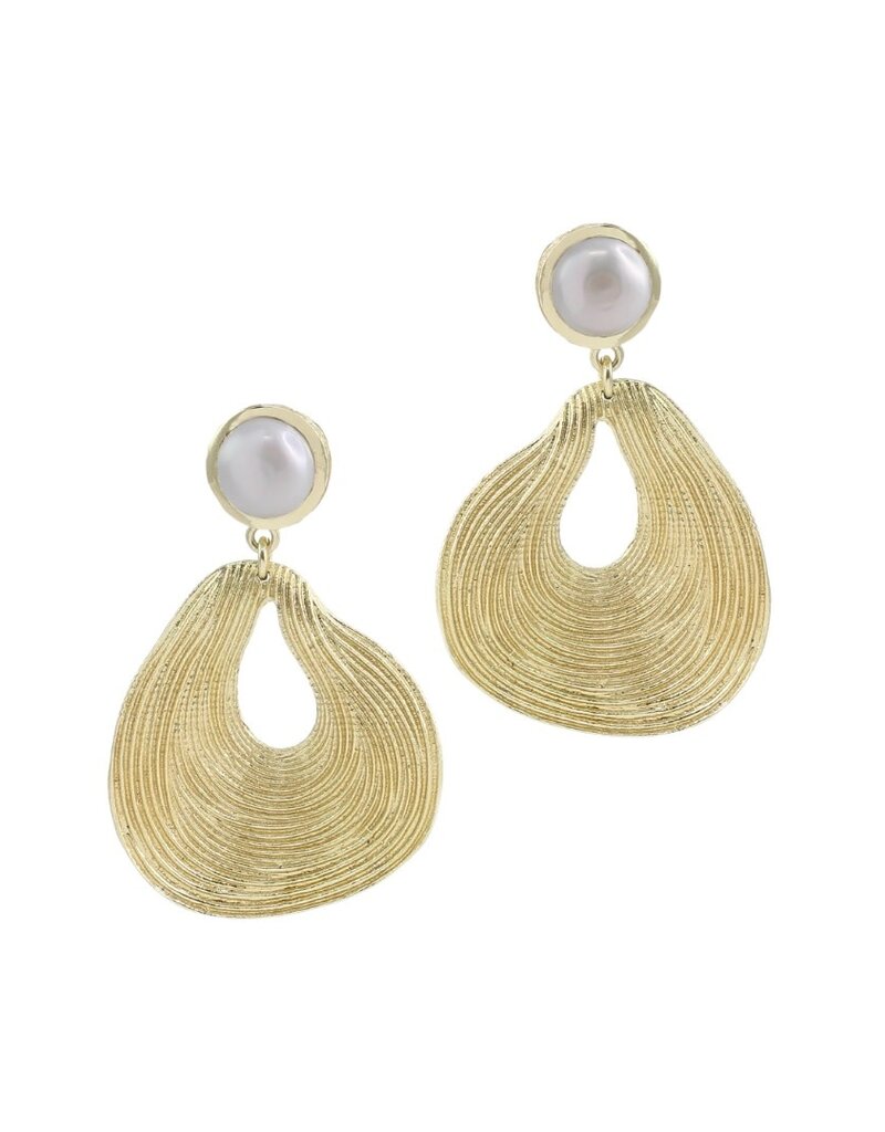 Gold & Pearl Swirl Earrings
