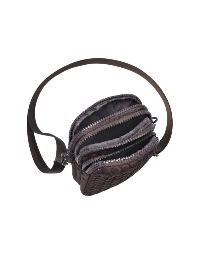 Chocolate Brown Compact Woven Crossbody