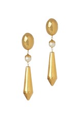 Gold & Pearl Pointed Drop Earrings
