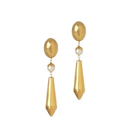 Gold & Pearl Pointed Drop Earrings