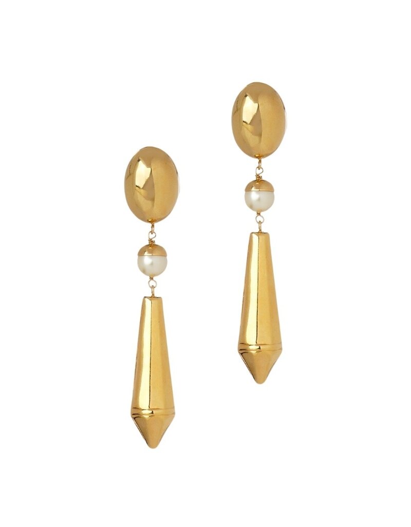 Gold & Pearl Pointed Drop Earrings