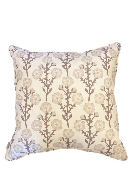 Beige Floral Vine Square Pillow