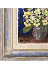 Vintage Framed French Yellow & Blue Floral Arrangement Painting