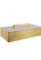 Gold & White Shagreen Rectangular Box with Handle