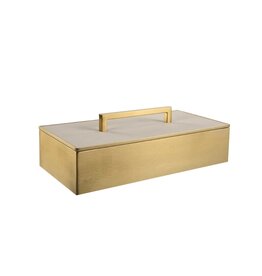 Gold & White Shagreen Rectangular Box with Handle