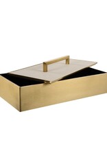 Gold & White Shagreen Rectangular Box with Handle