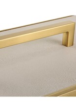 Gold & White Shagreen Rectangular Box with Handle