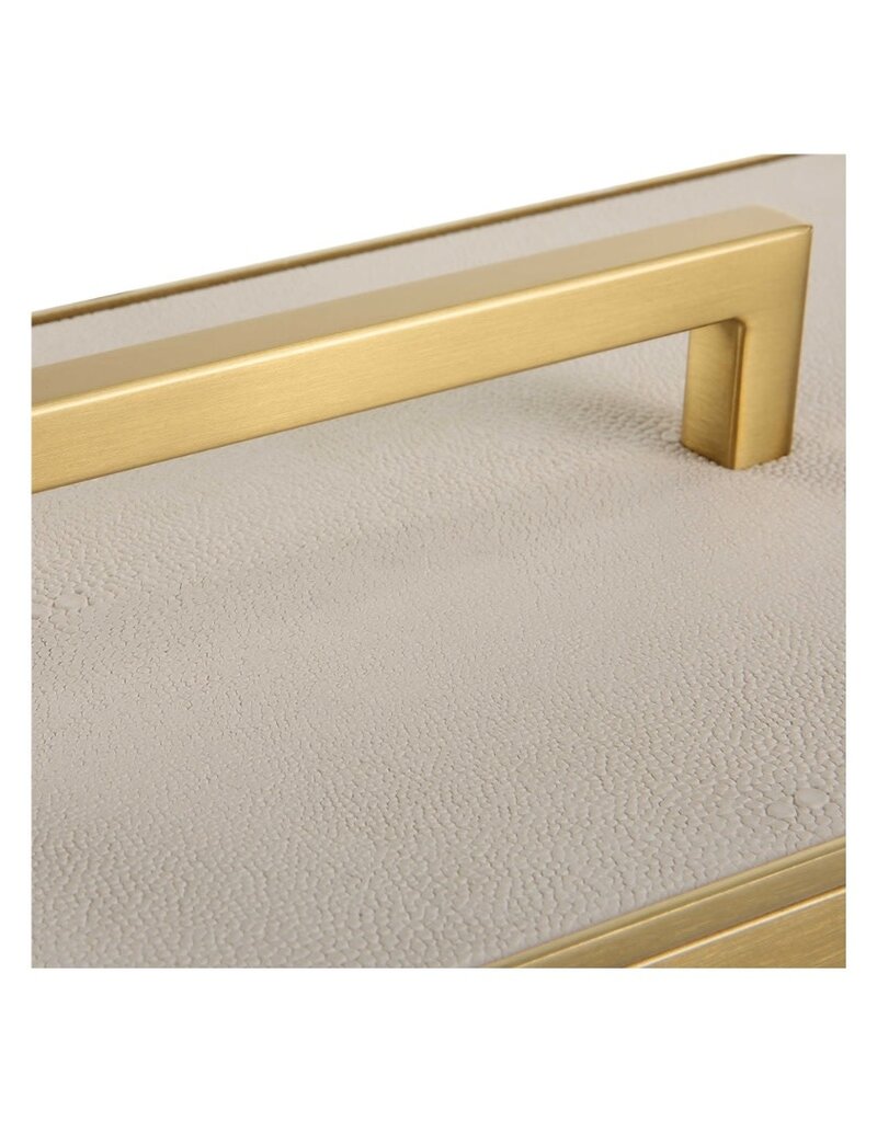 Gold & White Shagreen Rectangular Box with Handle