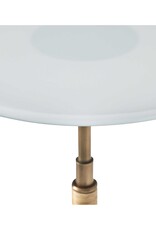White & Brass Glass Side Table with Natural Rattan