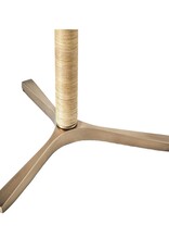 White & Brass Glass Side Table with Natural Rattan