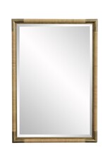 Natural Wrapped Rattan Mirror with Brass Corners
