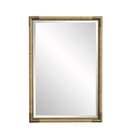 Natural Wrapped Rattan Mirror with Brass Corners