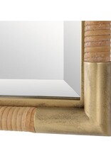 Natural Wrapped Rattan Mirror with Brass Corners