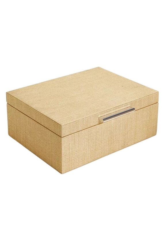 Large Natural Raffia Covered Box