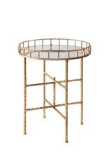 Gold Bamboo Side Table with Mirror Top