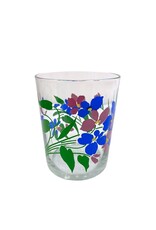 Vintage Set of 6 Painted Violets Double Old Fashioned Glasses