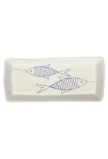 White Ceramic Tray with Blue Dotted Fish