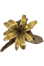 Vintage Brass Flower on Brown Driftwood