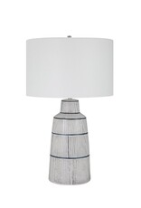 Blue & White Ceramic Banded Stripe Lamp