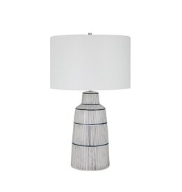Blue & White Ceramic Banded Stripe Lamp