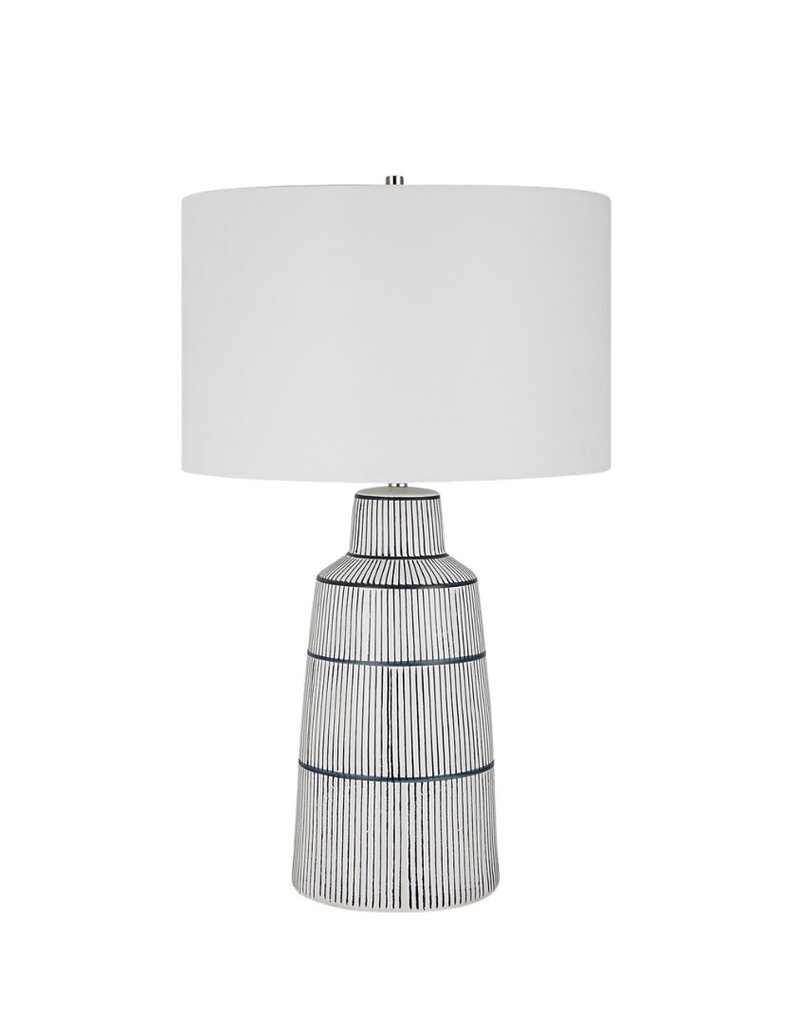 Blue & White Ceramic Banded Stripe Lamp