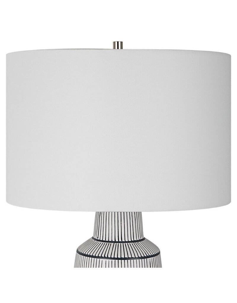 Blue & White Ceramic Banded Stripe Lamp
