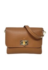 Brown Leather Crossbody with Bamboo Toggle