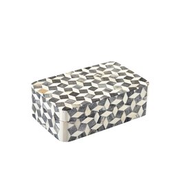 Grey & Ivory Geometric Bone Box