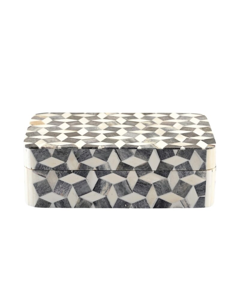 Grey & Ivory Geometric Bone Box