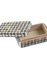 Grey & Ivory Geometric Bone Box