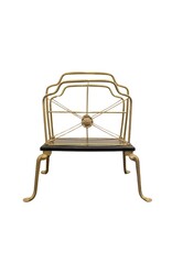 Vintage Brass & Black Painted Wood Magazine Rack with Brass Feet