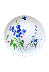 Vintage Set of 6 White Ceramic Shafford Dinner Plates with Violets