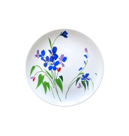 Vintage Set of 6 White Ceramic Shafford Dinner Plates with Violets