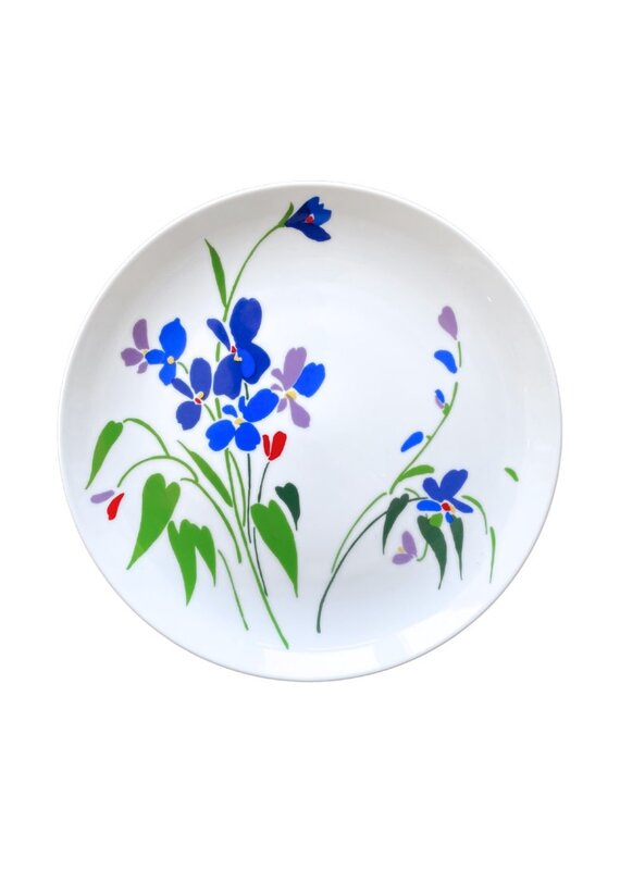 Vintage Set of 6 White Ceramic Shafford Dinner Plates with Violets