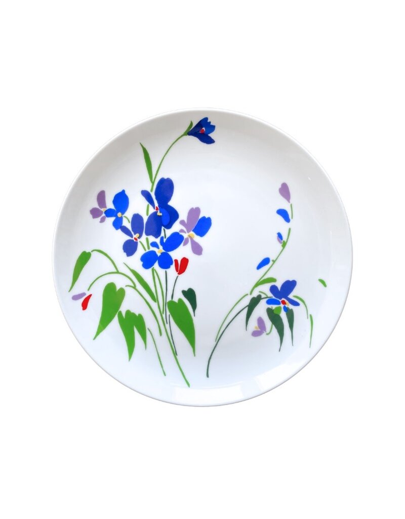Vintage Set of 6 White Ceramic Shafford Dinner Plates with Violets