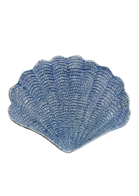 Blue Glazed Ceramic Shell Tray